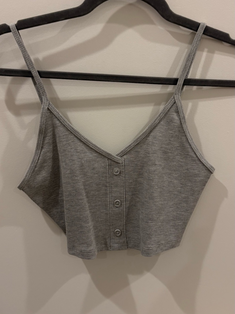 ALO Yoga Grey Ribbed Button-Front Cami Top